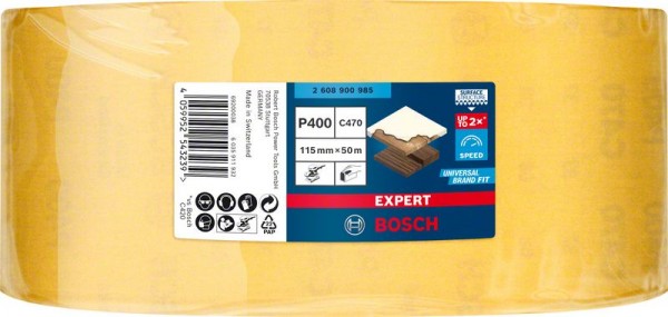 Bosch Professional Expert C470 Schleifpapierrolle zum Handschleifen, 115 mm x 50 m, G 400 (2608900985)