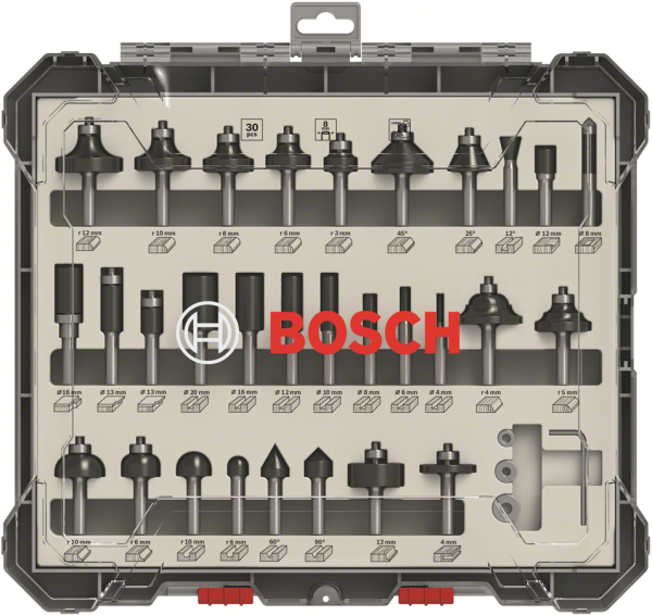 Bosch Professional 30 tlg Mixed Fräser Set 8mm Schaft (2607017475)