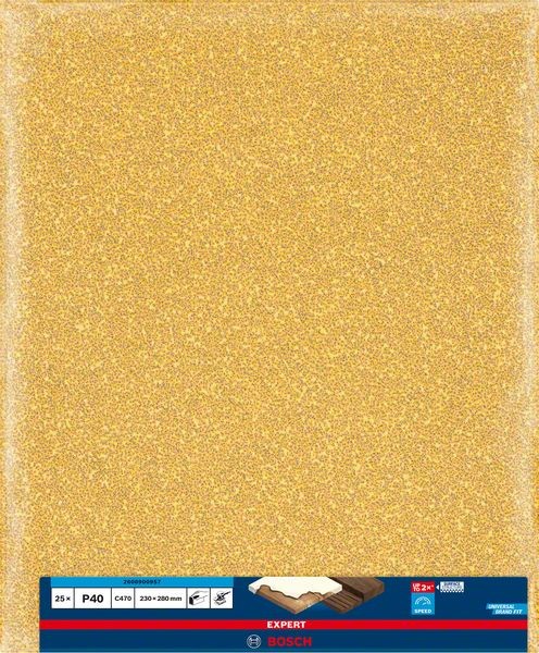 Bosch Professional Expert C470 Schleifpapier zum Handschleifen, 230 x 280 mm, G 40 (2608900957)