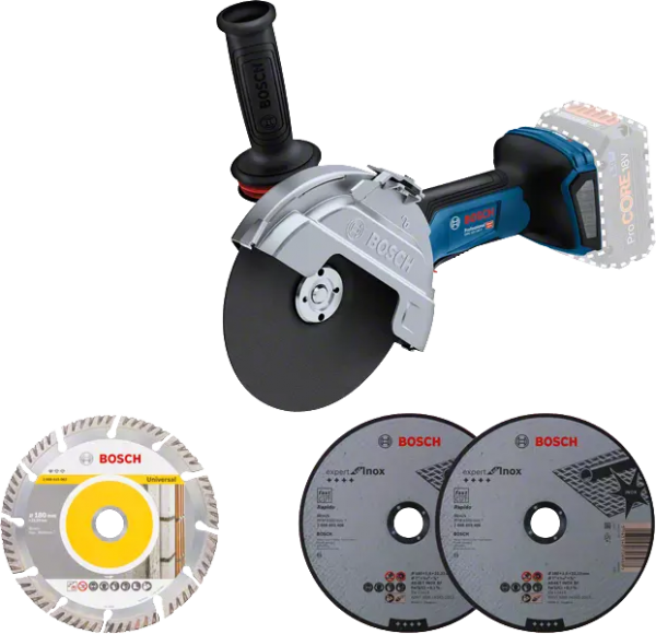 Bosch Professional GWS 18V-180 P (C) Akku-Winkelschleifer + Zubehör (06019H6L01)