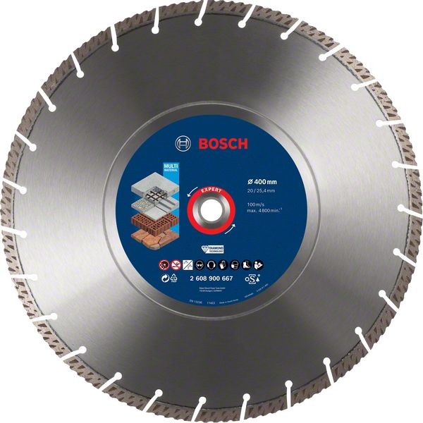 Bosch Professional Expert MultiMaterial Diamanttrennscheiben, 400 x 20/25,40 x 3,3 x 12 mm (2608900667)