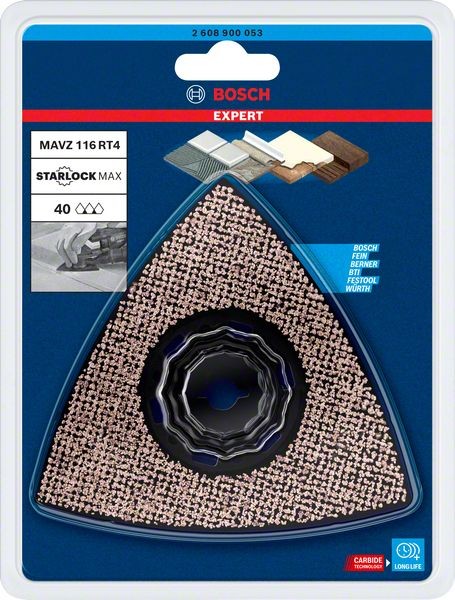 Bosch Professional Expert Sanding Plate MAVZ 116 RT4 Blatt für Multifunktionswerkzeuge, 116 mm (2608900053)