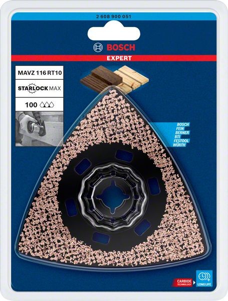 Bosch Professional Expert Sanding Plate MAVZ 116 RT10 Blatt für Multifunktionswerkzeuge, 116 mm (2608900051)