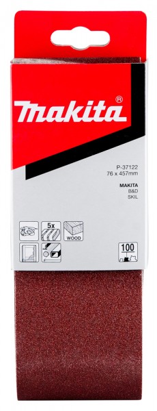 Makita Gewebeschleifband 76 x 457mm für 9910/9911, K100, 5 Stck. (P-37122)