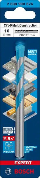 Bosch Professional Expert CYL-9 MultiConstruction Bohrer, 10 x 80 x 120 mm, d 10 mm (2608900626)