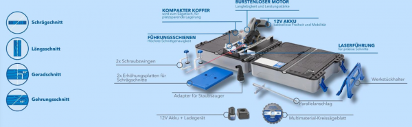 DREMEL® Akku-Kreissäge + Sägetischkoffer (F013CS12JM)