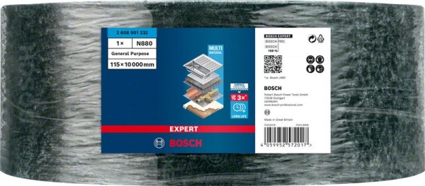 Bosch Professional Expert N880 Vliesrolle zum Handschleifen, 115 mm x 10 m, Allzweck (2608901232)