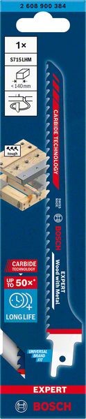 Bosch Professional Expert ‘Wood with Metal’ S 715 LHM Säbelsägeblatt, 1 Stück (2608900384)