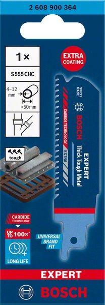 Bosch Professional Expert ‘Thick Tough Metal’ S 555 CHC Säbelsägeblatt, 1 Stück (2608900364)